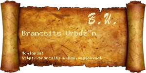 Brancsits Urbán névjegykártya
